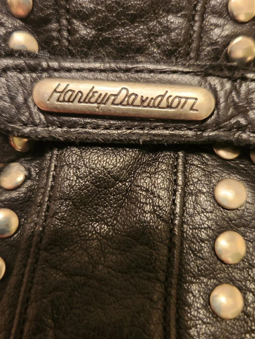 Harley-Davidson Black Leather Studded Biker Gloves
